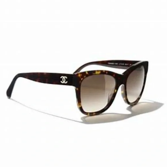 EUC Chanel Acetate Square Sunglasses Chanel Acetate Square Sunglasses 6059 Black Beige 1824360  main image 3
